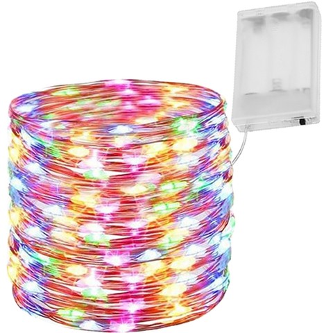 100 LED drátových žárovek - vícebarevné - na baterie