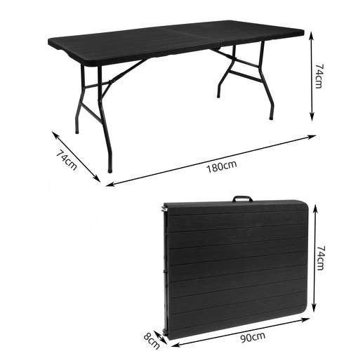 Skládací zahradní stůl černý 180 cm