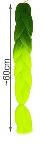 Syntetické vlasy ombre zelené / neonové copánky W10344