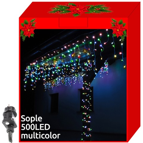 Vánoční osvětlení - rampouchy 500 LED vícebarevné 31V