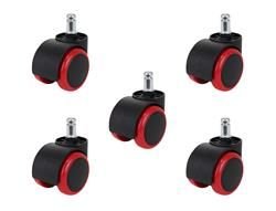 Office chair wheels - 5 pcs - red