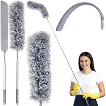 Telescopic dust brush with two attachments