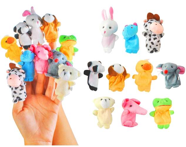 10 Plush Animals Puppets Finger Set For Kid Baby Early Education Toy Play Story 
