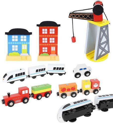Wooden Train Tracks Toy for Car & Vehicle Railway Railroad Parts Accs Adapters 