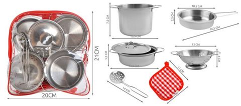 <p> Large Metal Pots Frying Pan Spoons for Children x13 9438 </p>