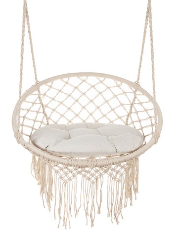 2m beige nest swing with a pillow