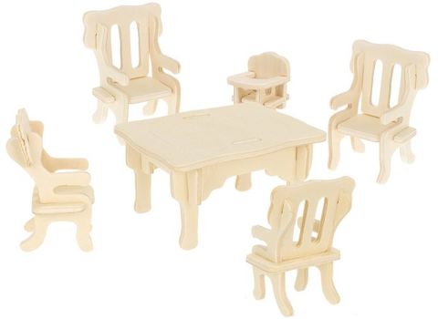 A set of wooden furniture for dolls 34 pcs.