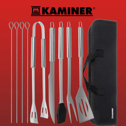 Barbecue utensils - set of 9 accessories + case