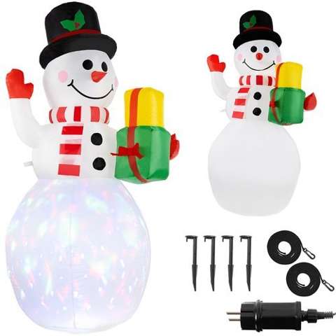LED illuminated inflatable snowman - multicolor