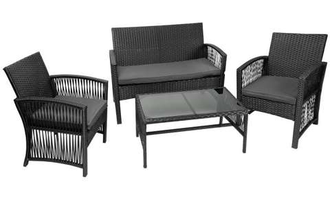 M11962 poly rattan garden furniture - black