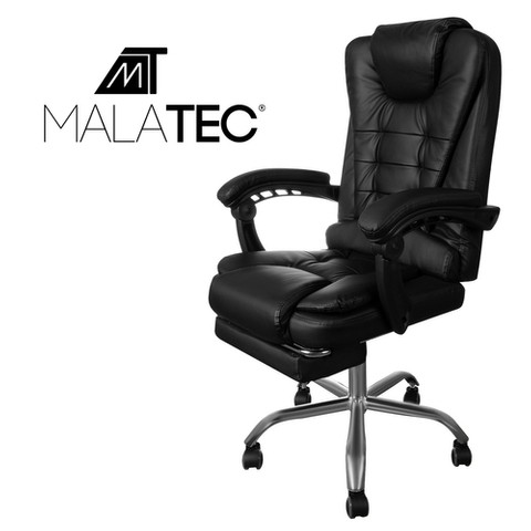 Office chair with a footrest, eco leather - black