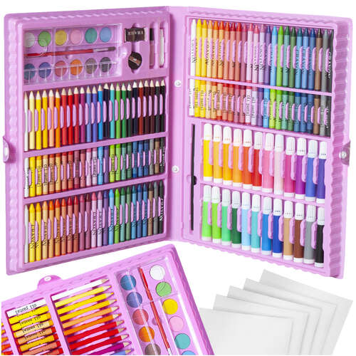 Painting set in a suitcase 168 pcs pink