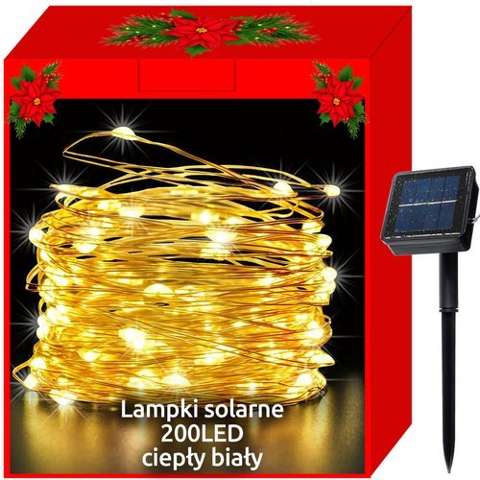 Solar Christmas lights - 200LED wires, white