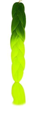 Synthetic hair ombre green / neon braids W10344