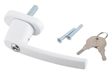 Window handle with key – white window handle with lock #1776 