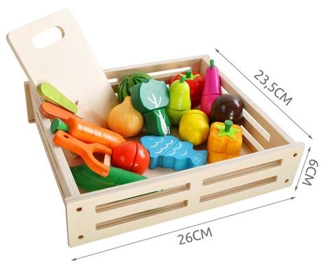 Wooden chopping vegetables in a crate
