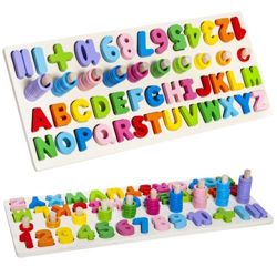 200Pieces Professional Wooden Letter Block Number Wood Alphabet Childhood Puzzle