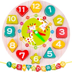 Wooden toy clock
