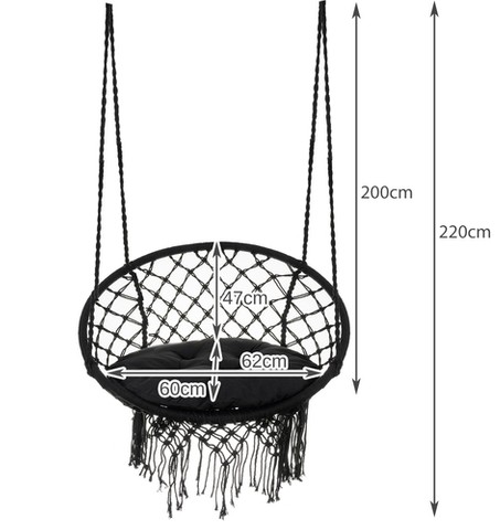 Balançoire nid de cigogne noire 2m avec oreiller
