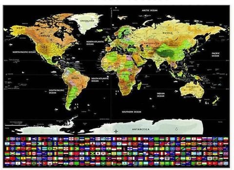 Carte du monde - carte à gratter avec drapeaux