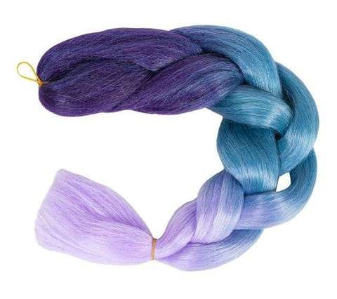 Cheveux synthétiques ombré bleu / tresses fio W10342