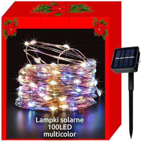 Lumières de Noël solaires - 100 fils multicolores LED