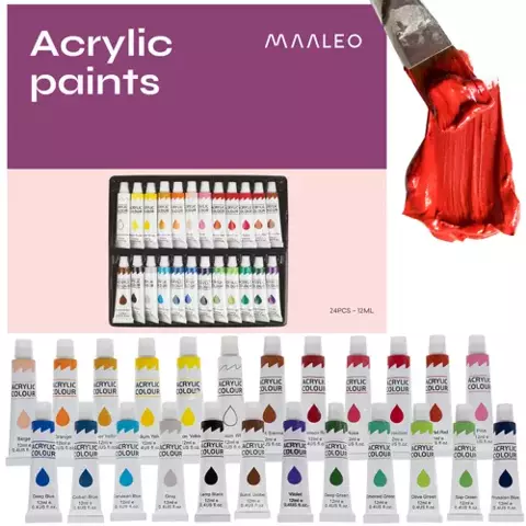 Peintures acryliques 24 pièces - 12 ml. Maaleo 20363