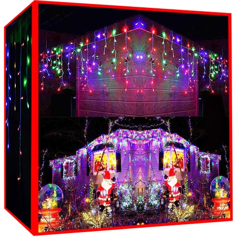 Lampki choinkowe - sople 300 LED multicolor