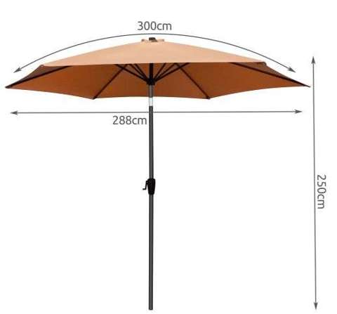 Зонт садовый/пляжный 3м - коричневый