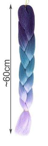 Косички из синтетических волос омбре синий/фио W10342