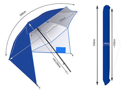 Лежачий пляжный зонт 260см.