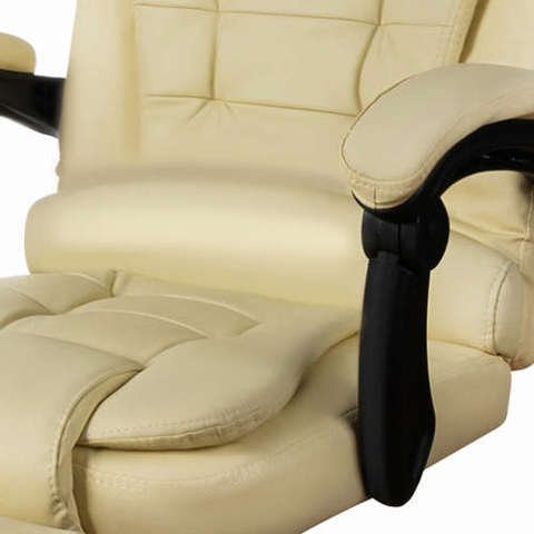 Офисное кресло с подставкой для ног экокожа - кремовый