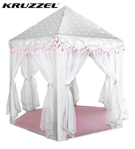 Серо-розовая детская палатка Kruzzel