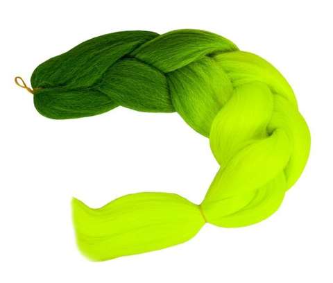 Синтетические волосы омбре зеленые / неоновые косички W10344